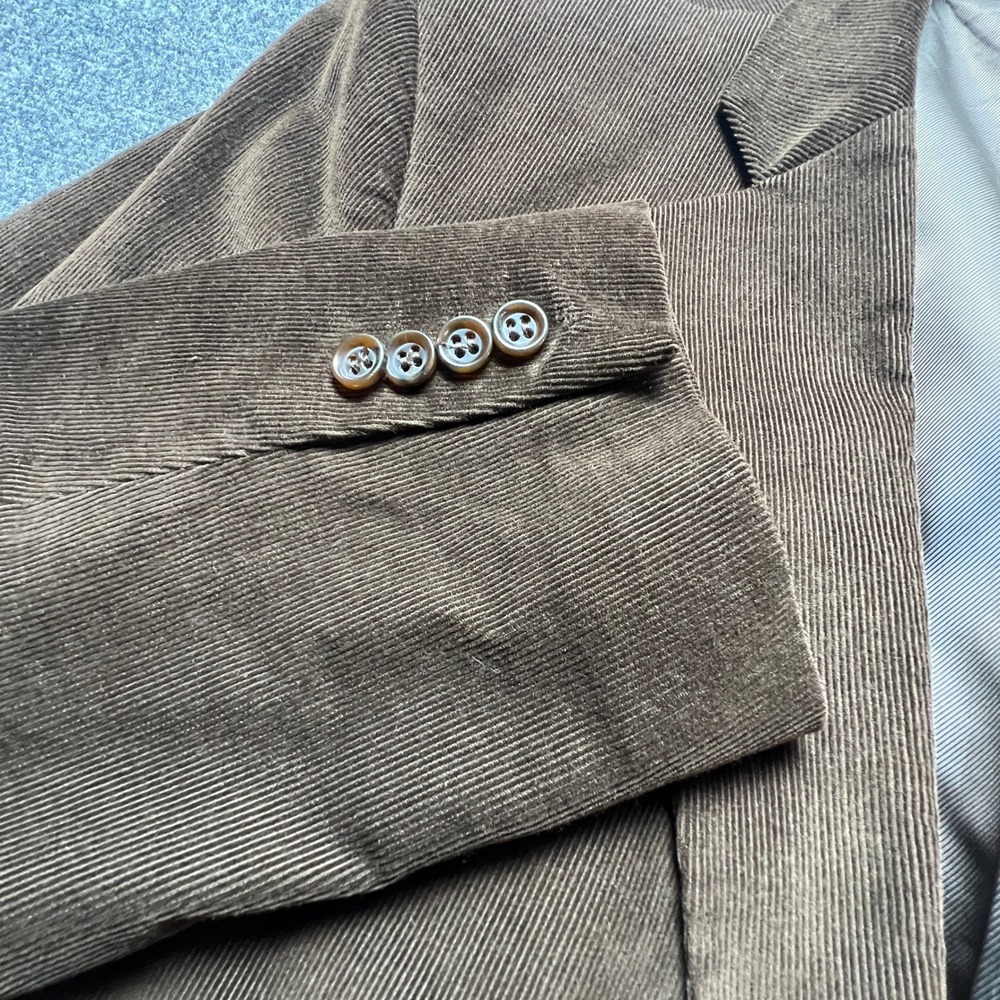 Stafford Signature Mens 44R Brown Corduroy Blazer Sportcoat Elbow Patches Jacket - Picture 5 of 16